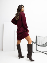 Bordowa sukienka basic z miękkiej tkaniny  RUE PARIS 