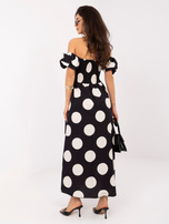 Czarna maxi sukienka w duże grochy