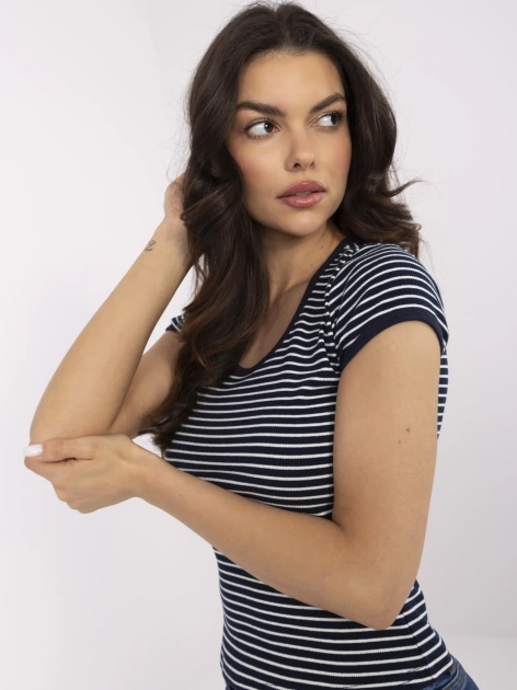 Granatowa prążkowana bluzka w paski