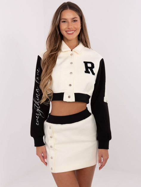 Hurt Ecru casualowy komplet z bluzą i spódnicą