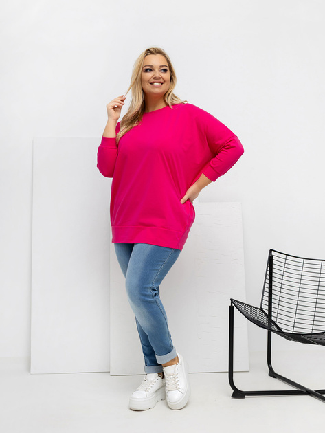 Fuksjowa bawełniana bluzka plus size