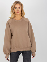 Hurt Ciemnobeżowa dresowa bluza basic z okrągłym dekoltem