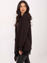 Brązowo-czarna elegancka marynarka z koronką