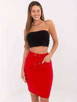 Czerwona dresowa spódnica z bawełny BASIC FEEL GOOD 