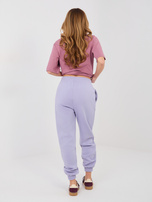 Pastelowe fioletowe dresowe spodnie joggery