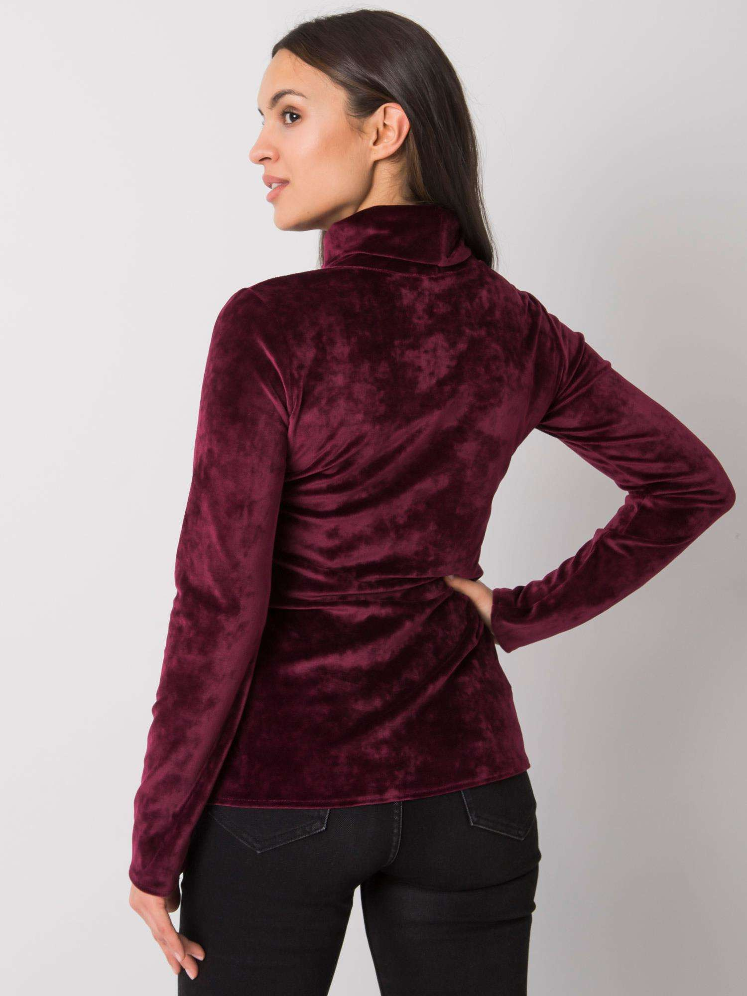Bordeauxfarbige Samtbluse mit Rollkragen Millau.