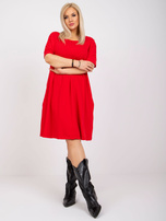 Czerwona sukienka plus size z krótkim rękawem Bellamy