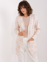 Hurt Beżowy damski kardigan z kieszeniami