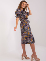 Hurt Grafitowa prosta sukienka z printem z wiskozą