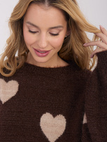 Brązowy damski sweter z domieszką moheru