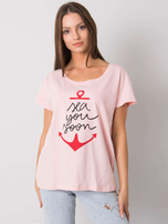 Jasnoróżowy damski t-shirt z napisem Silva