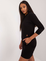 Czarna bawełniana sukienka z troczkami RUE PARIS 