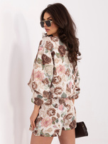 Brązowe damskie spódnico-szorty z paskiem