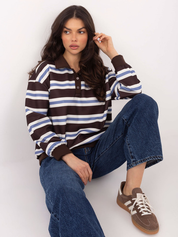 Czekoladowa bluza z guzikami przy dekolcie