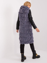 Hurt Szara rozpinana kamizelka z eko futerka