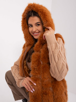 Hurt Jasnobrązowa futrzana kamizelka z kieszeniami