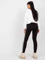 Hurt Czarne damskie legginsy casualowe z lampasami