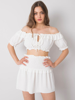 Biały krótki top z falbanką Arnika OCH BELLA