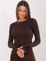 Czekoladowa prążkowana bluzka z bawełny RUE PARIS 