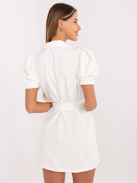 Biała elegancka sukienka o kroju marynarki