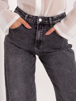 Dunkelgraue Jeans-Ballon-Hosen.