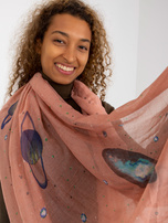 Hurt Jasnoróżowa damska chusta komin z nadrukiem 