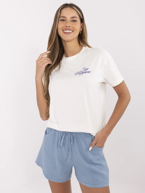 Biały damski t-shirt z napisami SUBLEVEL