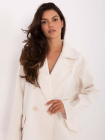 Ecru krótki płaszcz z dwurzędowym zapięciem