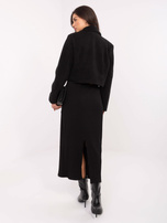 Černý elegantní kabát boucle RUE PARIS.