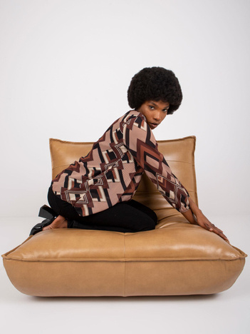 Braun-beige Bluse mit Druck Virginia.