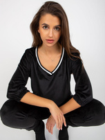 Hurt Czarny dwuczęściowy komplet welurowy z rękawem 3/4 