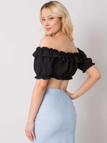 Czarny krótki top z falbanką Arnika OCH BELLA