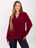 Bordowa elegancka koszula z wiązaniem