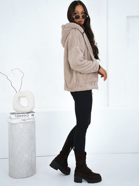 Jasnobeżowa rozpinana bluza miś z kapturem