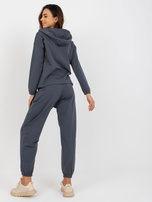 Hurtownia Grafitowa gładka piżama bawełniana z kapturem