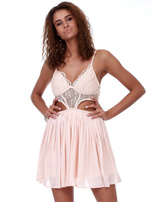Peach dress with cutouts and openwork