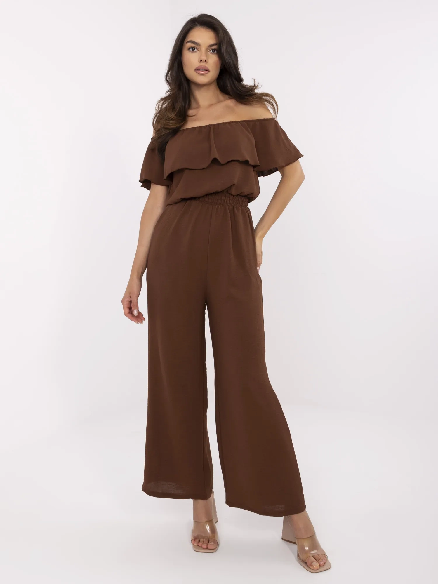 Brown long jumpsuit Spanish style.