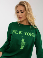 Hurt Ciemnozielono-zielona długa bluza oversize z napisem 