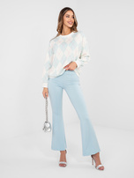 Pastelowe niebieskie spodnie dzwony bez zapięcia RUE PARIS