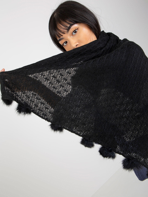 Hurtownia online Czarny damski szal w ażurowy wzór