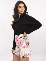 Czarno-różowe spódnico-szorty z rozcięciem