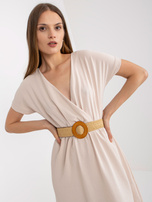 Jasnobeżowa letnia sukienka na co dzień z bawełny RUE PARIS 