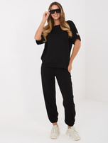 Czarny dwuczęściowy komplet z naszywką RUE PARIS 