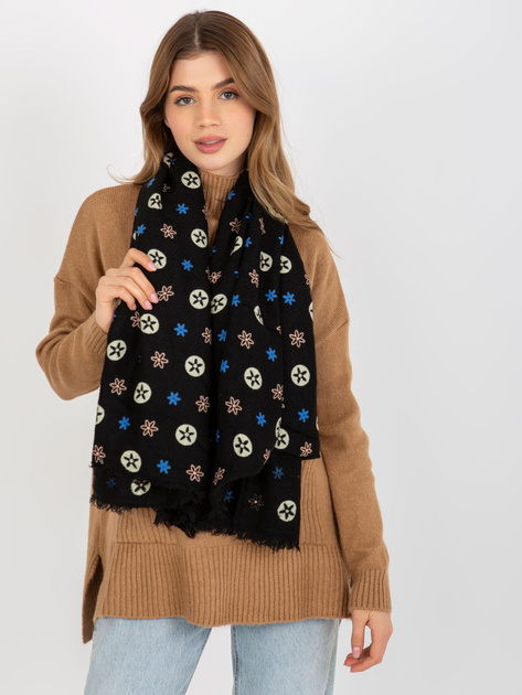 Hurtownia online Czarny damski szal z nadrukiem