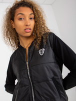 Hurt Czarna pikowana bluza bomberka z naszywką RUE PARIS 