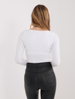 Ecru bluzka basic z okrągłym dekoltem