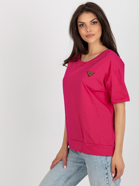 Hurtownia Fuksjowa damska bluzka oversize z bawełny