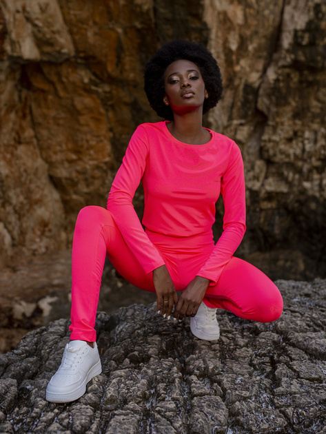 Fluo różowy gładki komplet sportowy Patrice