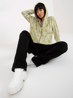 Hurt Jasnozielona welurowa bluza rozpinana z nadrukiem RUE PARIS