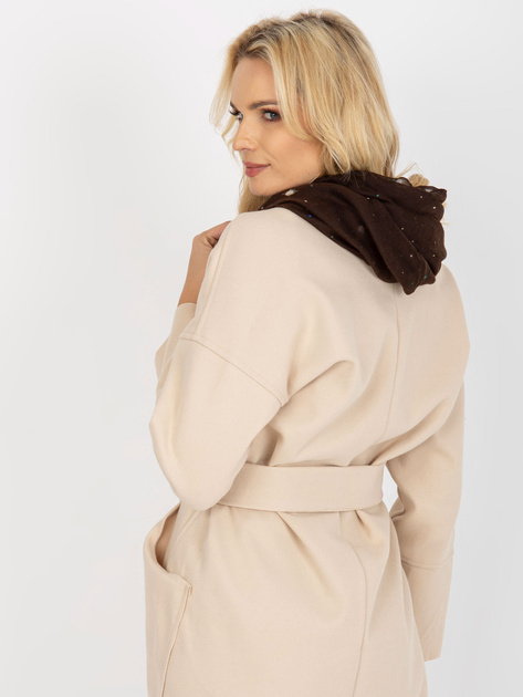 Hurtownia Brązowa damska chusta komin z nadrukiem